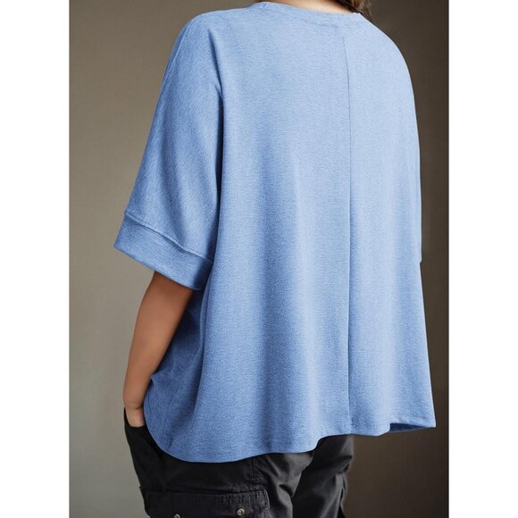 🆕 Women Blue Dolman Sleeve Tops Loose Oversized Crewneck Flowy T Shirts Basic - Picture 4 of 5
